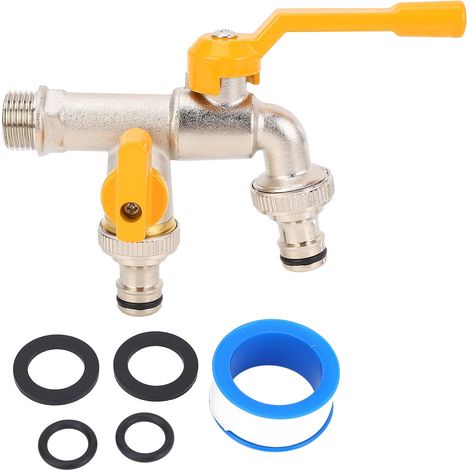 Robinet 1 entrée 2 sorties, entrée 10 mm, sortie 15 mm, robinet en laiton pour jardin, maison ou balcon extérieur