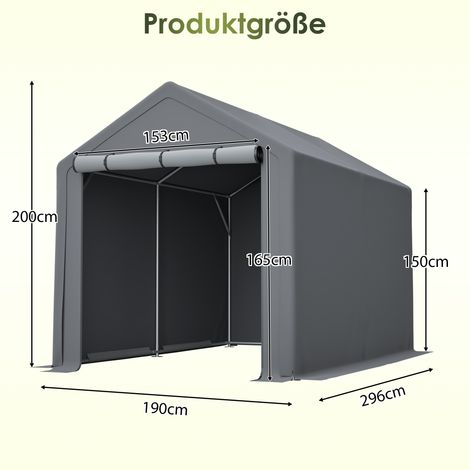 Cabanon de jardin multifonctionnel Garage pour vélos gris foncé,abri de jardin,tente à outils,tente de rangement – 296x190x200cm