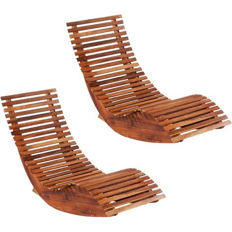 Chaises longues basculantes 2 pcs Bois d'acacia (1/5)