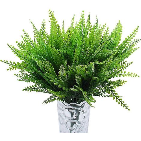 fougères de Boston artificielles, gazon de flamme artificiel, fausses plantes vertes en plastique, arbustes, ornements floraux, feuilles de remplissage (1/5)