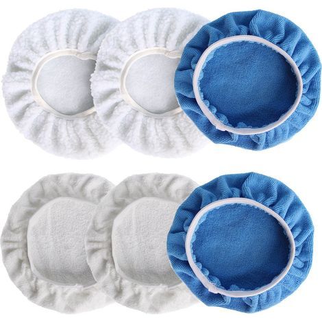 Juego de 6 paños para pulir coches de 220 mm a 250 mm, discos de pulido, almohadillas de pulido, máquina pulidora de coches (2 de microfibra, 2 de recubrimiento, 2 de lana). (1/5)