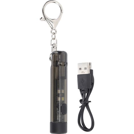 Lampe de poche rechargeable mini LED, torche de poche légère avec sifflet intégré, lumière d'urgence portable pour la maison, 2 modes, ASTEY S01 Noir (1/5)