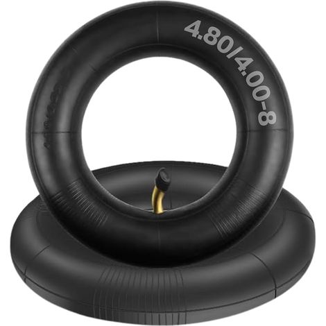 Lot de 2 chambres à air 4.80/4.00-8 avec tige de valve incurvée TR87 4.80-8 pour tondeuse à gazon brouette, roue, chariot de jardin, tondeuse, barrière, monocycle (1/5)