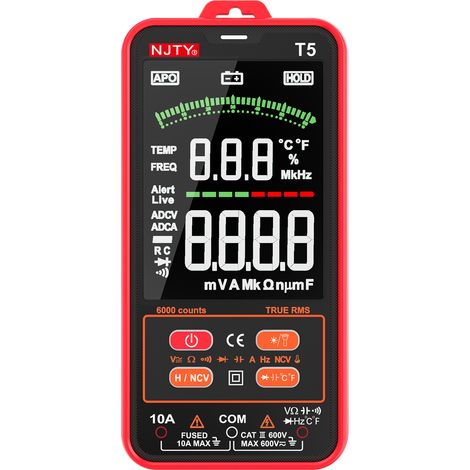 Nannigr Multimètre compact T5 TRMS grand écran sans pile