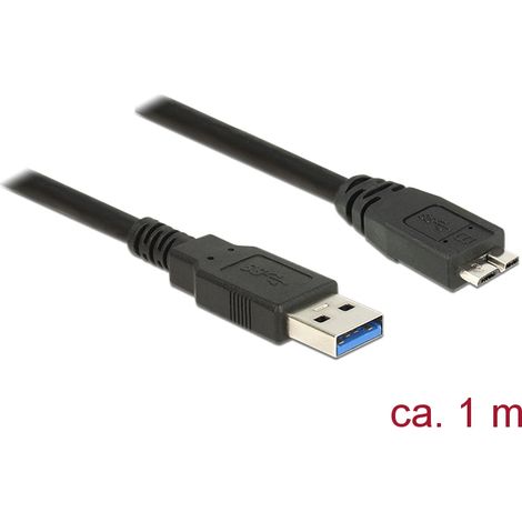 Delock Cable USB 3.0 Tipo-A macho  USB 3.0 Tipo Micro-B macho de 1,0 m negro