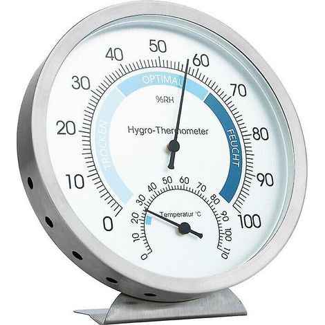 royaluxe -Hygromètre thermomètre analogique - Thermomètre intéri et hygromètre intéri en acier inoxydable Thermomètre domestique (1/5)