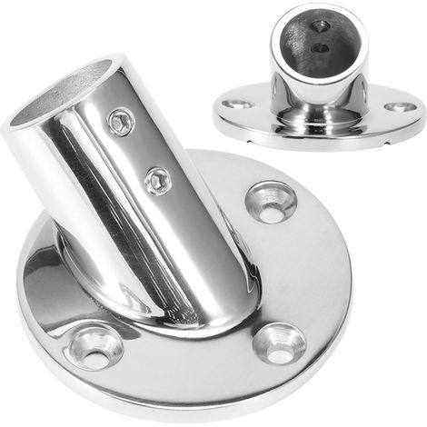 Embase tubulaire ronde à 45 degrés pour main courante, raccord de rambarde en acier inoxydable 316, quincaillerie marine pour bateaux, 22 mm / 0,9 po (1/5)