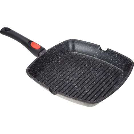 KAMBERG Padella Griglia 28 x 28 cm, Manico Rimovibile, Ghisa di Alluminio, Rivestimento Antiaderente di Alta Performance Pietra, Tutti Fornelli y induzione, Senza PFOA (1/4)