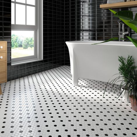 Mosaïque sol/mur hexagonale Abott 26x30. 1,79m2 et 23 plaques per carton. (1/2)