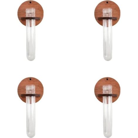 Set of 4 hexagonal wooden wall-mounted test tubes for plants, air plants and cuttings (1/5)