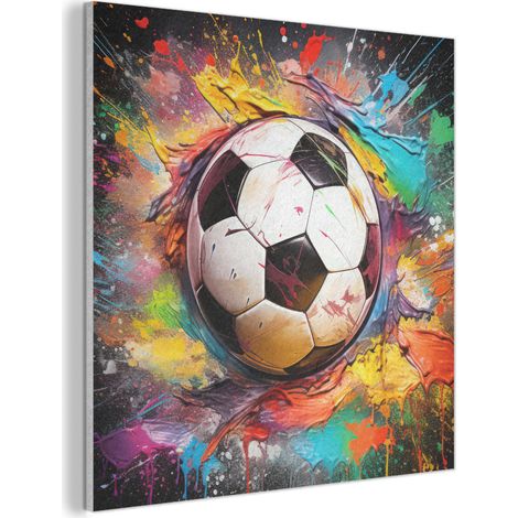 CUADRO ACÚSTICO Fútbol - Pintura - Colores - Negro - Blanco Cuadros Decoracion Salon Modernos 90x90 (1/5)