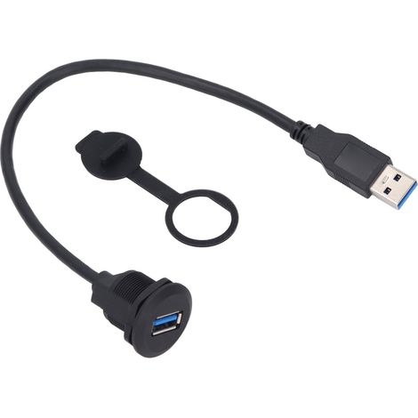 Câble USB 3.0 à monter en tableau de bord encastré 0,3 m fixation vissée femelle vers mâle pour panneau (1/5)