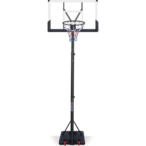 Canasta de baloncesto exterior ajustable en altura con base con ruedas, negro y blanco (1/5)