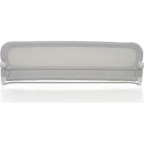 Barrière de lit enfant grise pliable avec housse Oxford amovible, hauteur réglable et base en U stable pour chambre et voyage (1/2)