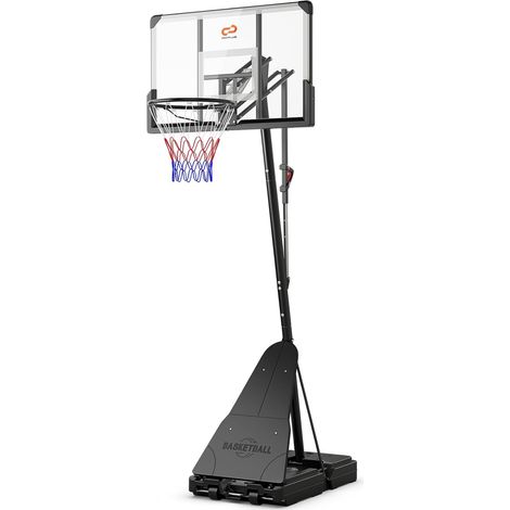 GOPLUS Panier de Basket-Ball Mobile,Réglable Hauteur 1,5-2,1/2,45 à 3,05 m, Panneau Arrière Incassable 112cm, Planche de Rebond sur Base, pour Intérieur/Extérieur, pour Tous âges (1/5)