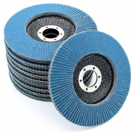 Lot de 10 Disques Abrasifs à Lamelles 125mm Poncage Acier Inox Bois Métal Grain 40/60/80/120 Disques de ponçage à compartiments pour Meuleuse-- (1/5)