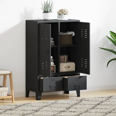 Kleiderschrank Metall Industrie-Stil 67 x 35 x 107 cm Schwarz