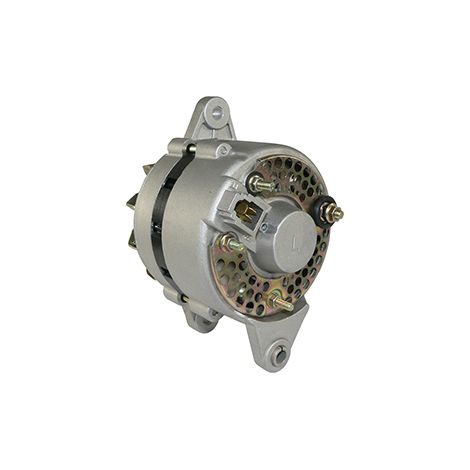 Alternador adaptable Kubota 12V, 40A, tipo Denso. Montaje de 3 puntos. Terminal B+ y conector de 3 pines E (masa), F (+ regulador)
