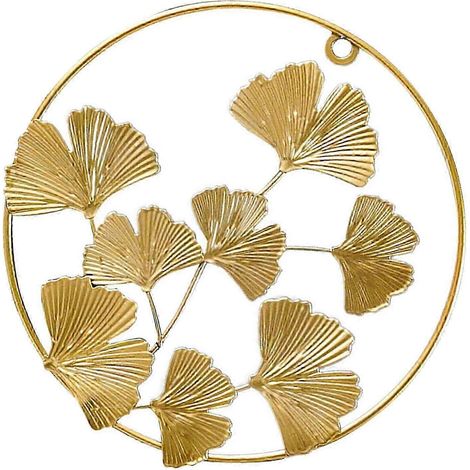 Sculpture murale en métal, feuille ronde, figurine Biloba, ornement à suspendre pour la décoration de la maison et de l'hôtel.-ginkgo