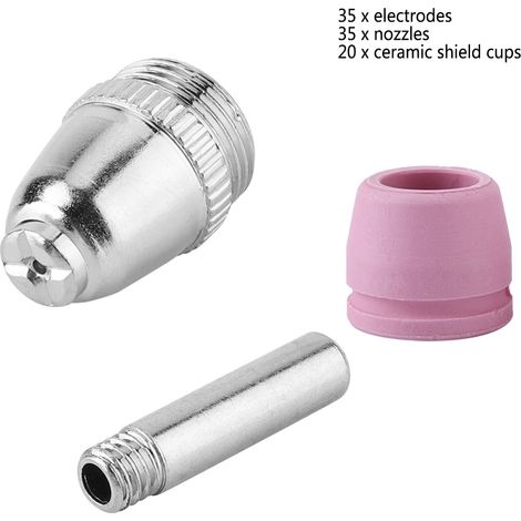 90-teiliges Set mit Verbrauchsmaterialien für Plasmaschneidbrenner: Elektroden, Düsen, Becher (1/5)