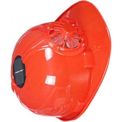 Casque de sécurité avec ventilateur refroidissement avant solaire respirant anti-UV chantier été extérieur rouge (1/5)