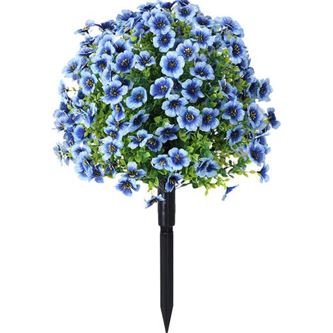 Bola de boj artificial: 1 paquete de arbustos artificiales resistentes a los rayos UV con flores decorativas para jardín, porche y patio, color azul, 60 cm (1/5)