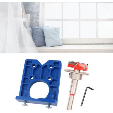 Kit de Perçage pour Charnières Invisibles 35mm avec Gabarit et Fraise en Alliage pour Meuble (1/5)