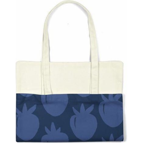 Sac shopping tote bag coton Bonamaison bleu 34 x 40 cm - anses 30 cm (1/4)