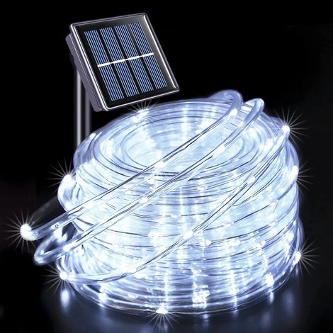 Guirlande lumineuse solaire LED (Blanc - 32 m - 300 LED) - Décoration de Noël pour jardin, pelouse, arbres, cour ou clôture (1/5)