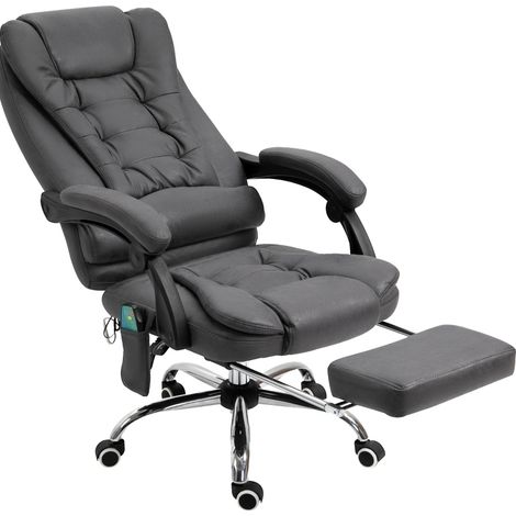 Sedia da ufficio ergonomica con massaggio e calore, 6 punti, poggiapiedi, grigio scuro, HOMVRA (1/5)