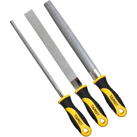 Feilenset Diamant 3tlg 200 mm Flach Halbrund Rund für Rasenmäher Axt (1/5)