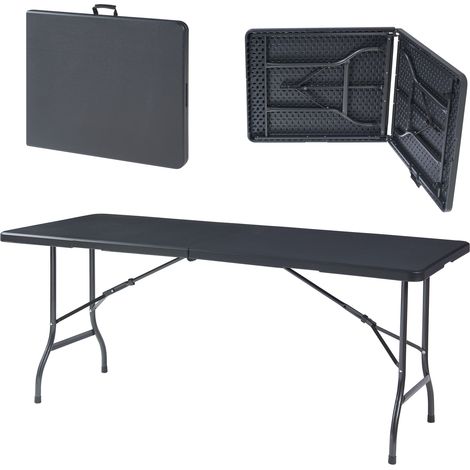 Klapptisch Ljusnarsberg 180x75x72cm Kunststoff Schwarz [en.casa]