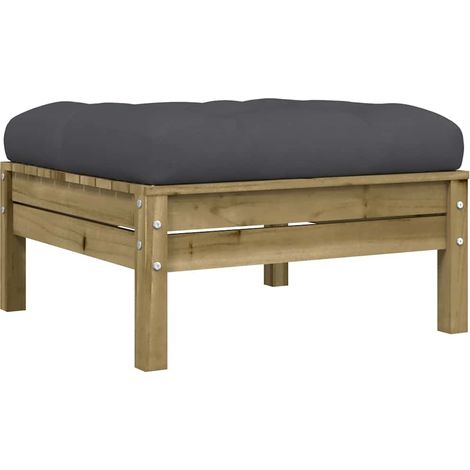 Repose-pied de jardin avec coussin bois de pin imprégné (1/5)