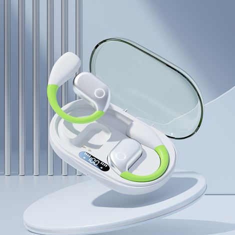 Nouveau casque Bluetooth sans fil M82 OWS à crochet d'oreille pour la course à pied, le sport, la réduction du bruit Blanc (1/5)