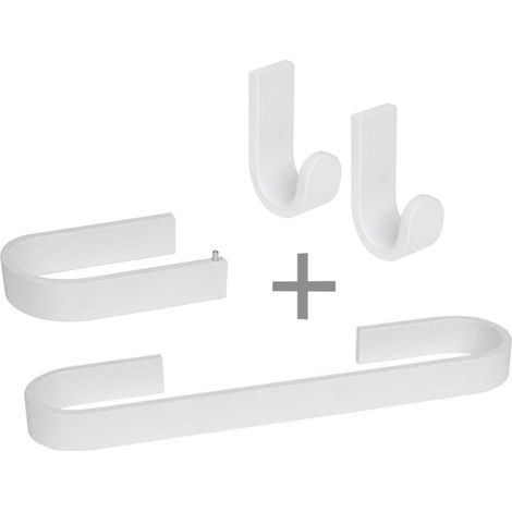 Kit de 4 accessoires salle de bain MATERIA en aluminium brillant éloxé blanc - avec adhésif 3M - Koh-I-Noor (1/5)