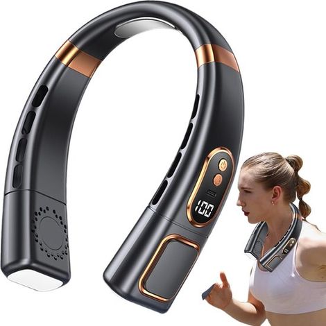 Ventilatore da collo ricaricabile，Dispositivo di ventilazione ricaricabile tramite USB，Ventilatore portatile a 5 velocità per spiaggia (1/5)