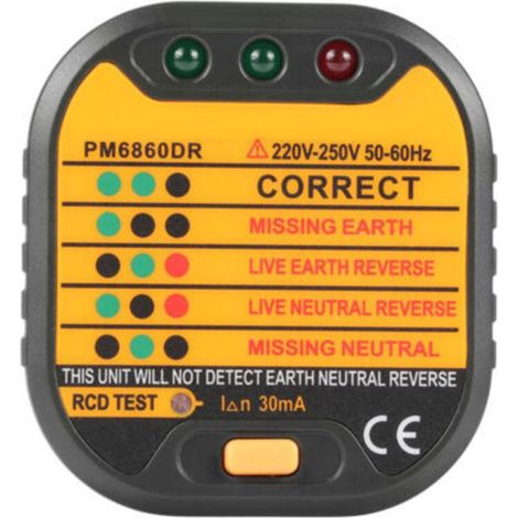 Testeur de prise électrique automatique 50-60Hz UK/US/EU pour la maison PM6860DR (prise UE) (1/5)