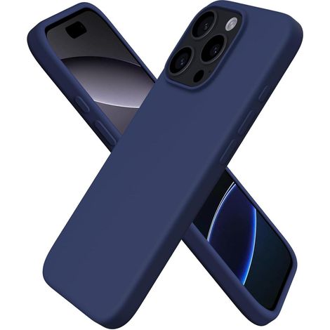 Handyhülle iPhone 16 Pro Silikon Kratzfest Stoßfest Dunkelmarine (1/5)
