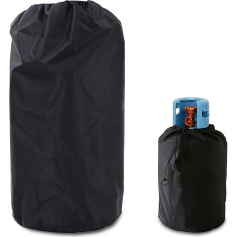 Gasflaschen-Grillschutzhülle aus Oxford-Gewebe, feuerhemmend, UV-Schutz, hochwertige Verarbeitung mit verstellbarem Kordelzug, Schwarz (1/5)