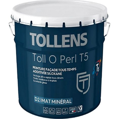 Peinture de ravalement TOLLENS Toll O Perl T5 murs extérieurs et façades Choix de couleur: Couleur - Conditionnement: 5 Litres