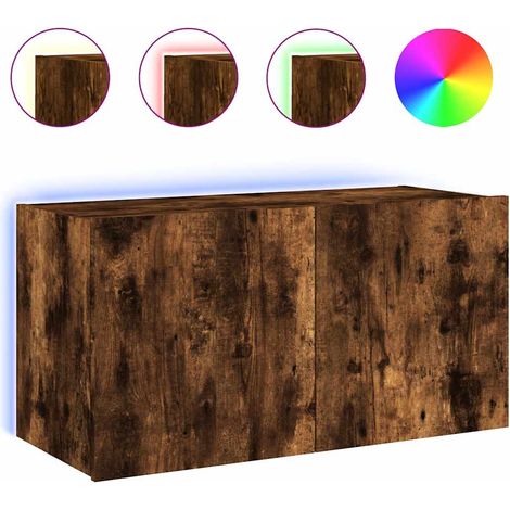 Maison Exclusive - TV-Wandschrank mit LED-Leuchten Räuchereiche 8 (1/5)