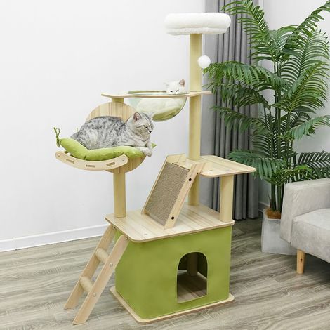 Arbre à chat 40 x 55 x 140 cm Arbre à griffer Arbre à griffer pour chat Arbre à chat d'intérieur Maison pour chat Tour pour chat Autoportant 10 kg/22 lb (1/5)