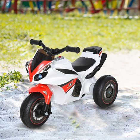 Bicicletta senza pedali, giocattolo cavalcabile, motocicletta per bambini, 18-36 mesi, musica/luci, fino a 20 kg, bianco/rosso