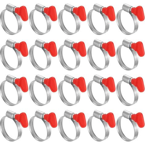 20 Pièces Collier de Serrage Inox, Collier Serrage Réglable 25-40mm, Colliers de Serrage pour Tuyaux, Collier de Serrage Métallique, Collier Durite À Écrou Papillon pour Tuyau de Piscine Gaz (1/5)