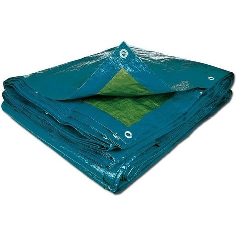 1 Bâche 10x15m Polyéthylène 70g/m² Anti UV Œillets Aluminium Protection Bois Chauffage Extérieur