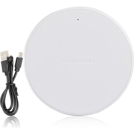 Chargeur sans fil rapide 5W, charge puissante portable, plastique compact, entrée 5V 2A, sortie 5V 1A, chargeur téléphone sans fil blanc (1/5)