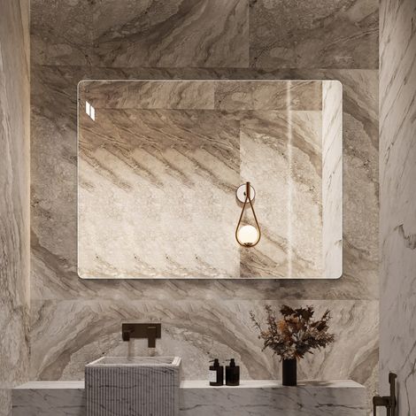 Miroir de salle de bain mural 100 x 75 cm sans cadre, 5 mm, pose horizontale ou verticale DESVIAE (1/5)