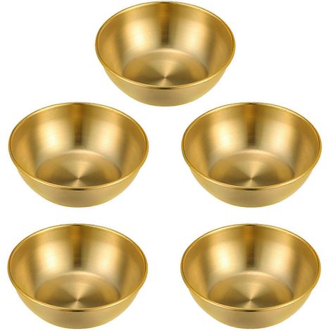 Lot de 5 bols à assaisonnement en acier inoxydable, assiettes à apéritif, assiettes à sauce, coupelles pour sauce soja (1/4)