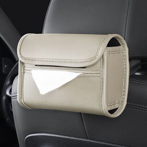 Boîte à mouchoirs pour voiture, support pour accoudoir central, beige (1/5)