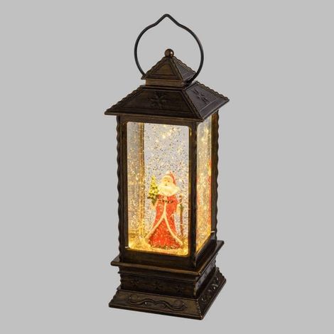 Lanterne RECTANGULAIRE BRONZE LED effet glitter à lumière fixe H27,5cm Lotti